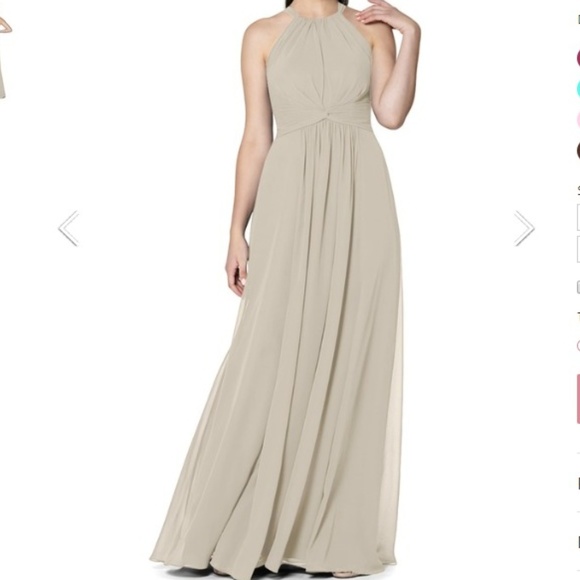 Azazie Chrissy floor length chiffon dress in Taupe - Picture 1 of 3